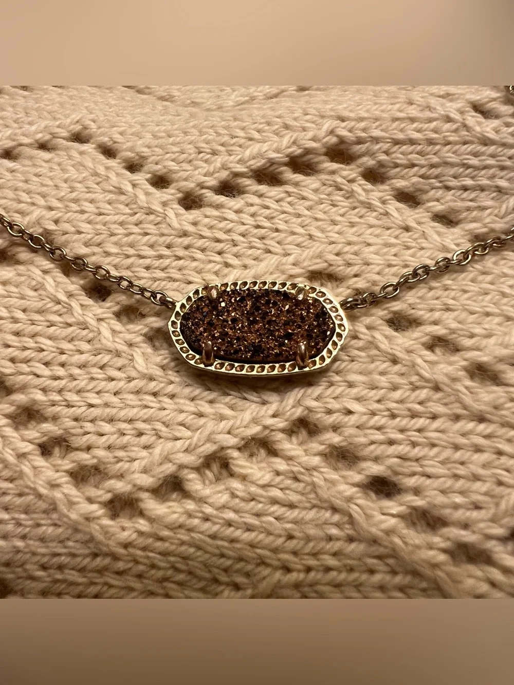 Kendra Scott Elisa Rose Gold Pendant Necklace in Rose Gold Drusy
